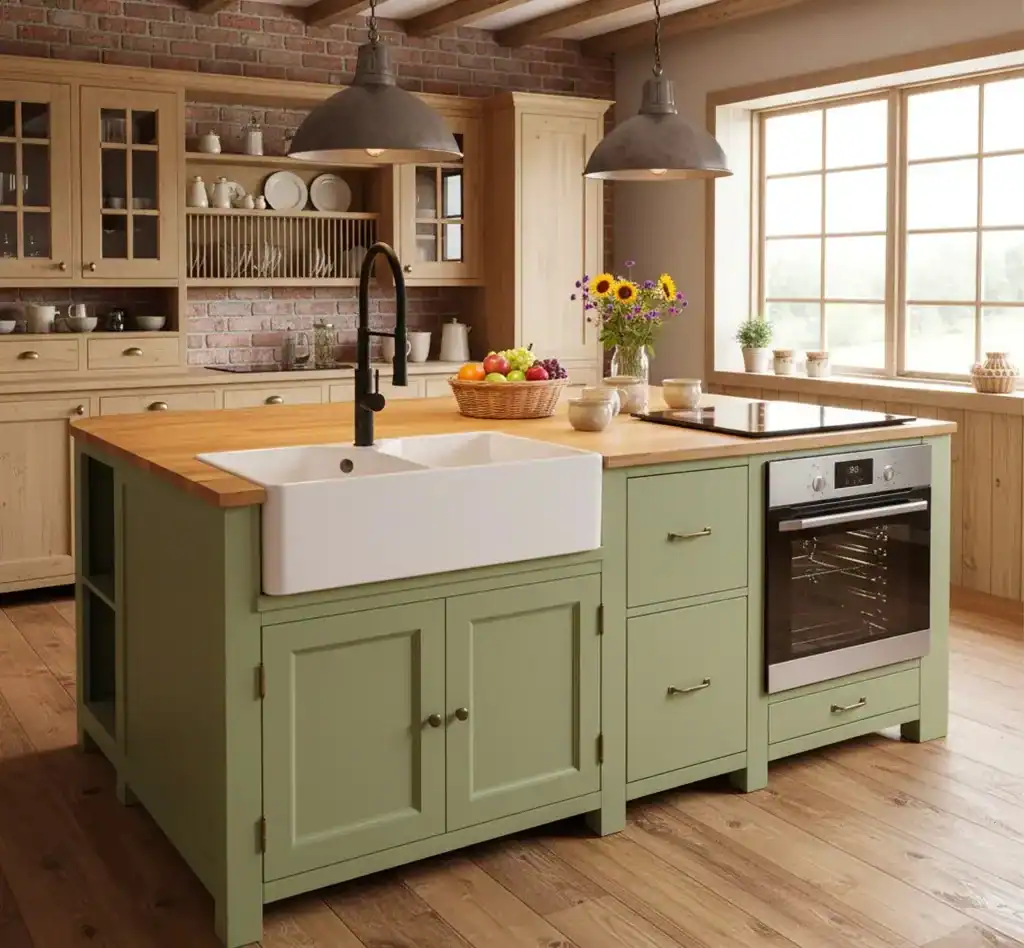 Îlot de cuisine avec plateau en chêne SPEC19559 - Color Top_P061 – Color_P054 – DOUBLE COULEUR