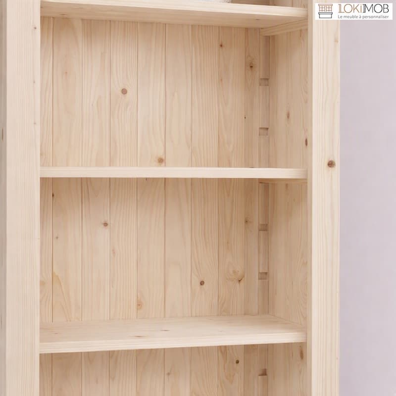 bibliothèque design authentique bois brut 79 cm lokimob LM119_L0
