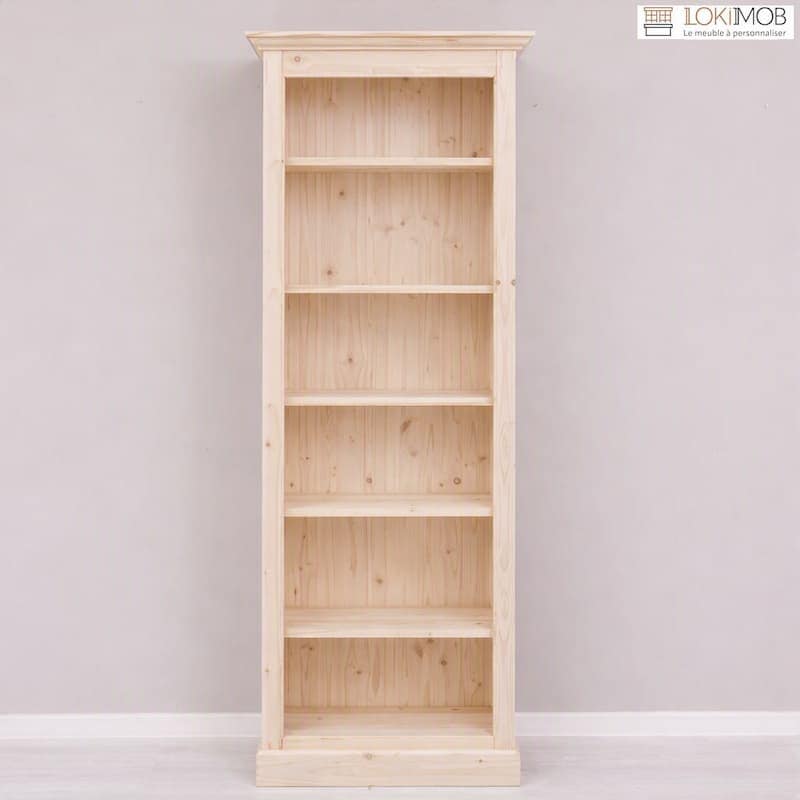 bibliothèque pin massif naturel brut 79 cm lokimob LM119_L0
