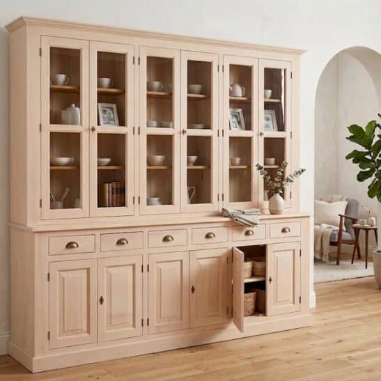 Buffet Vaisselier Pin Massif Brut 245 cm - 6 Portes 6 Tiroirs