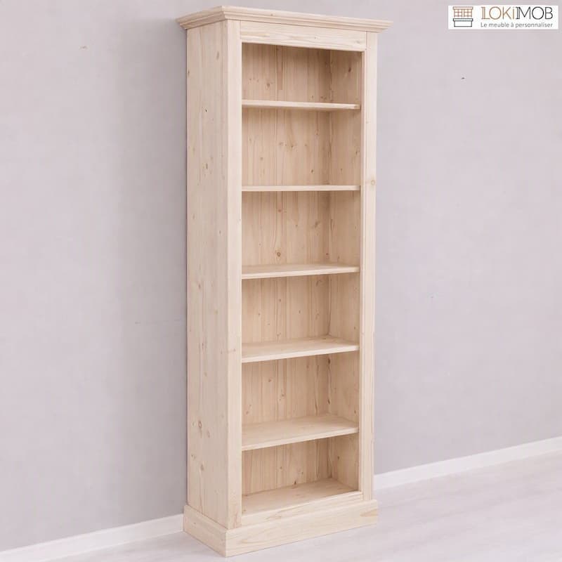 meuble bibliothèque étroite en bois naturel lokimob LM119_L0