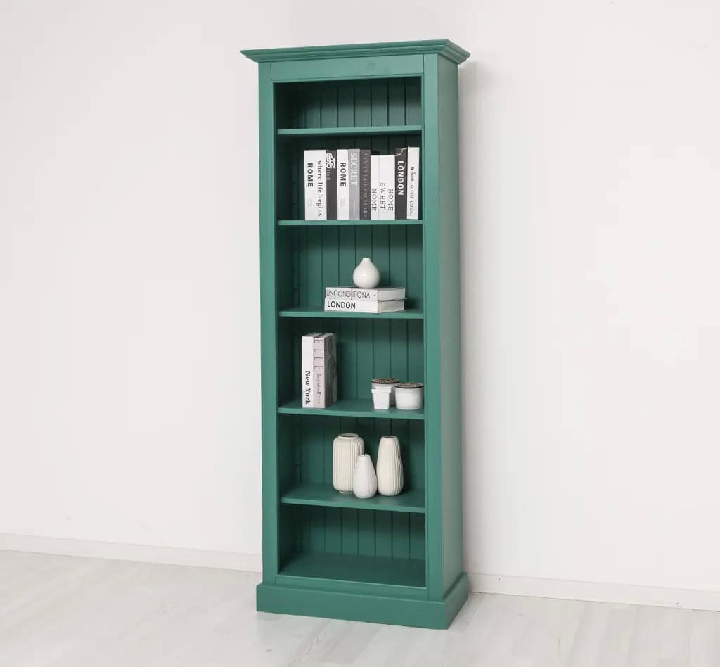 meuble bibliothèque étroite vert patiné lokimob LM119_L114