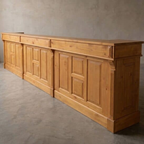 Comptoir de Bar Vintage 510 cm en Pin Massif Ciré Brun Clair
