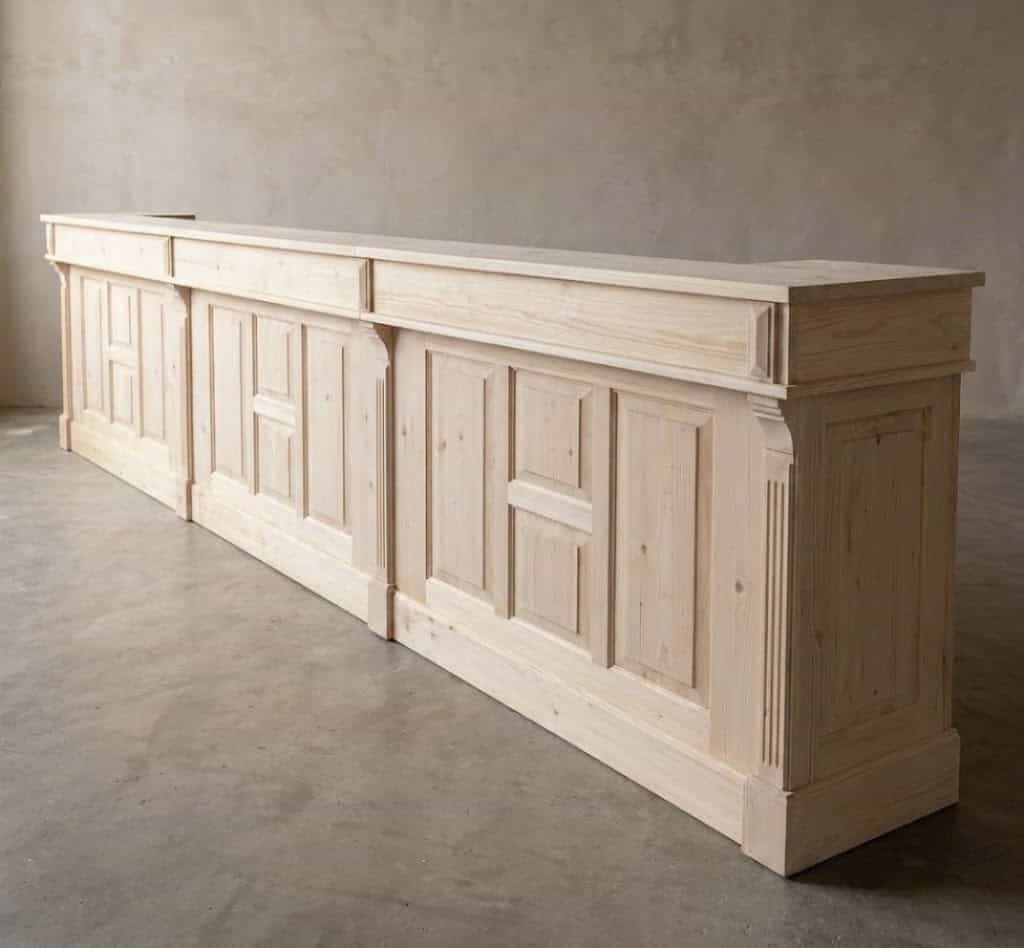 Comptoir Vintage 510 cm en Pin Massif Brut – Bar & Boutique